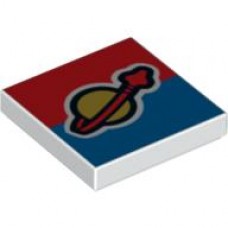 Part 3068bpb0353 White Tile 2 x 2 with Classic Space Logo on Red and Blue Background Pattern 